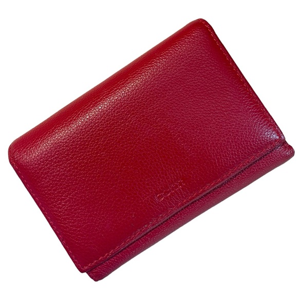 Balenciaga Handbags - Corti Milano Red Leather Compact Trifold Card & Coin Leather Wallet ~Milan Italy
